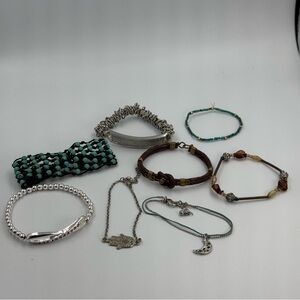Bracelet Lot 8 Pieces Hamsa Hand and Moon Plus More Beaded and Adjustable